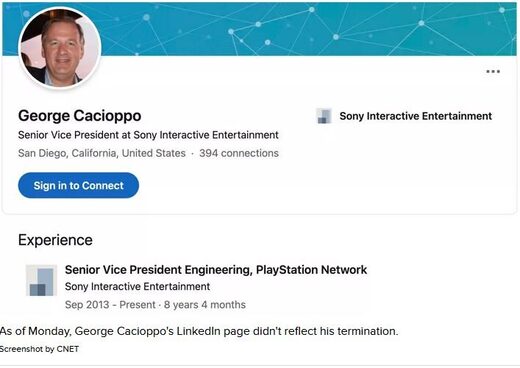 George Cacioppo Sony executive fired pedophilia