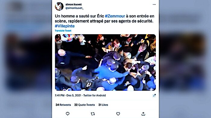 Click to enlarge Zemmour rally scuffle