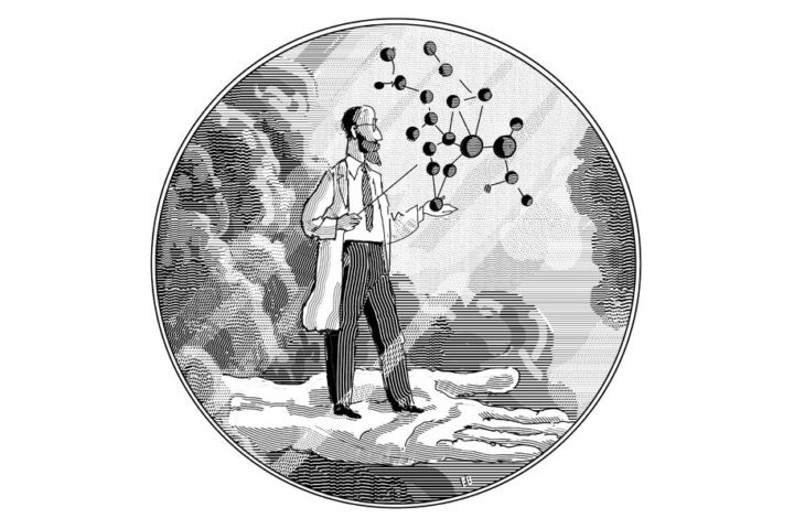 Click to enlarge cartoon scientist creation god