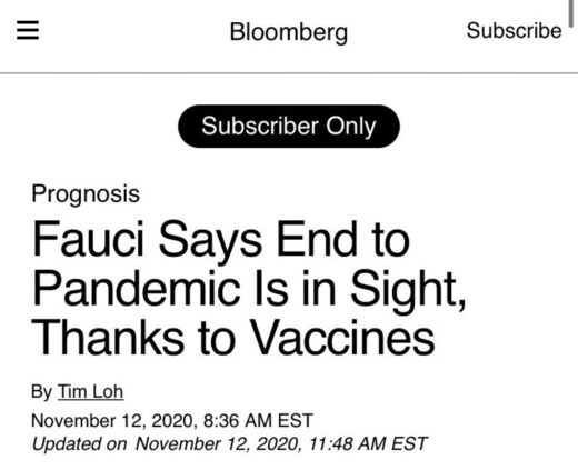 bloomberg fauci pandemic end