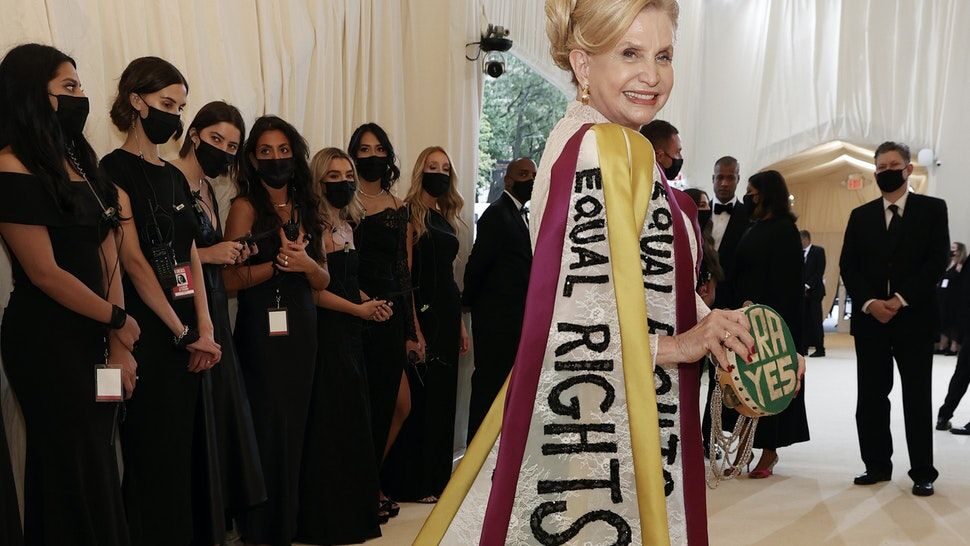 met gala dress carolyn maloney feminism suffrage