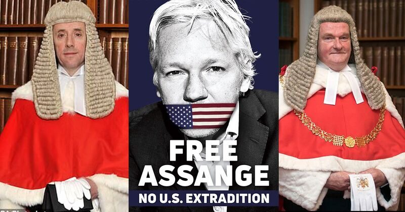 Click to enlarge Timothy Holroyde Ian Burnett judges assange extradition