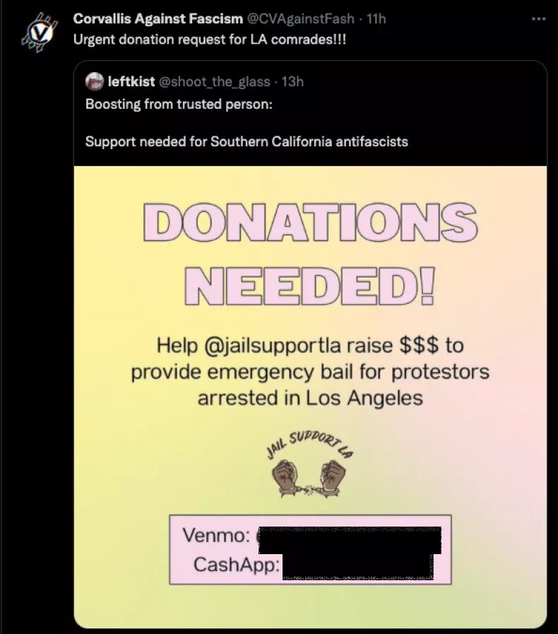 Click to enlarge antifa suspects california fund raiser