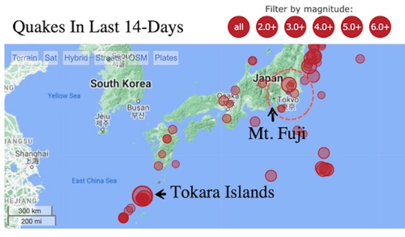 Click to enlarge quakes in japan