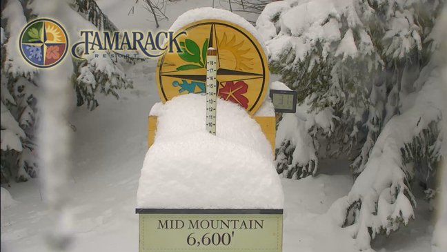 Tamarack snow stake at 10:30 am Monday