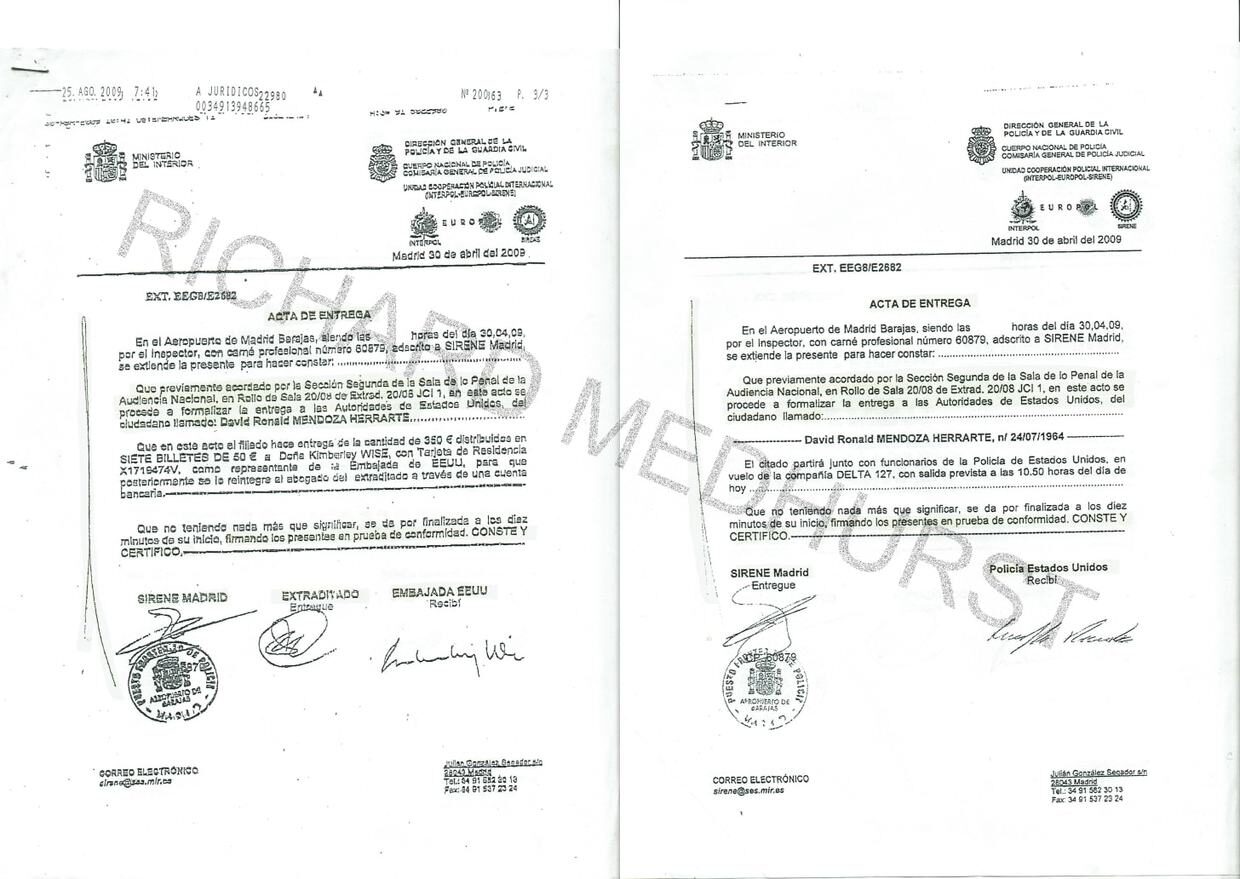 mendoza extradition contract spain US no signature