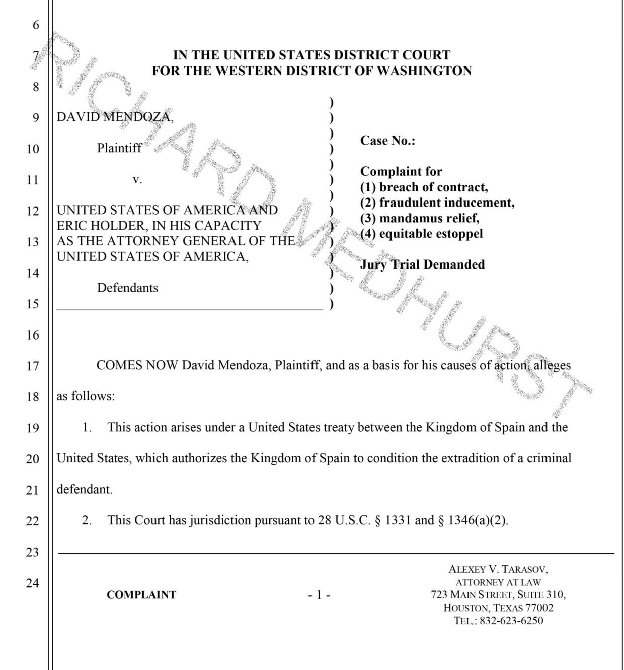 Click to enlarge mendoza extradition spain us lawsuit