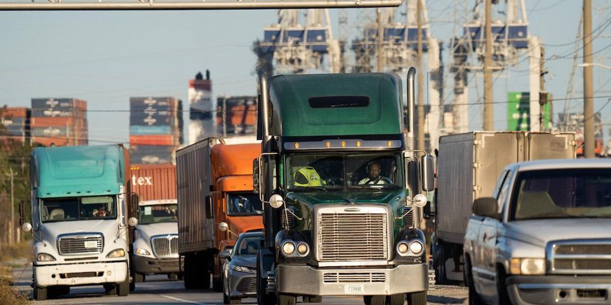 long haul trucks shipping supply chain