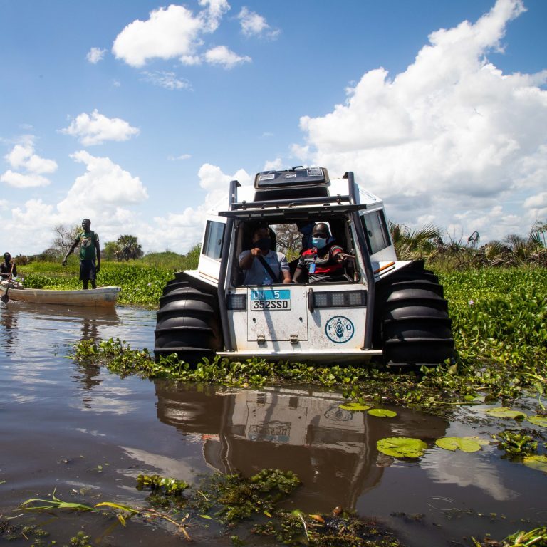 All terrain vehicles were used by humanitarian agencies to access flooded areas of South Sudan. FAO South Sudan