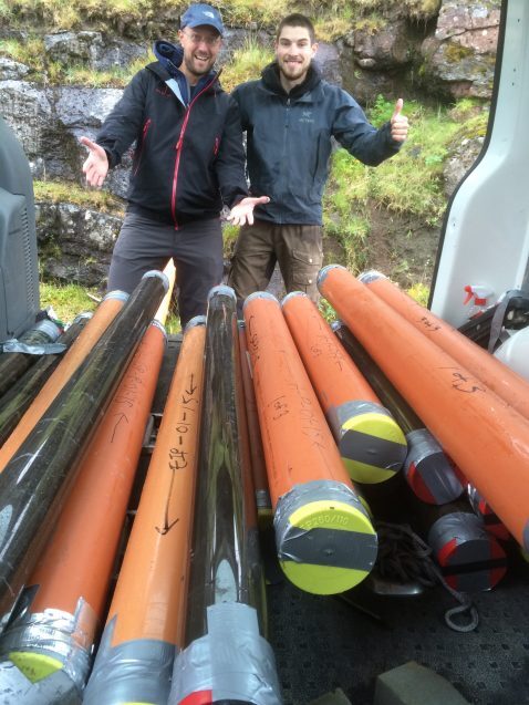 Researchers with Sediment Cores
