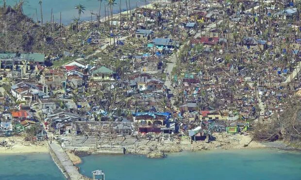 Damage caused by super typhoon Rai after the storm crossed over Surigao City in Surigao del Norte province.