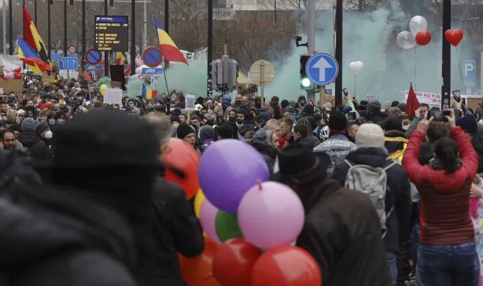 protest brussels lockdown