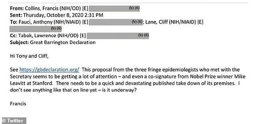 Click to enlarge email fauci collins smear scientists lockdown