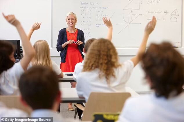 Click to enlarge happy vaccinated teacher