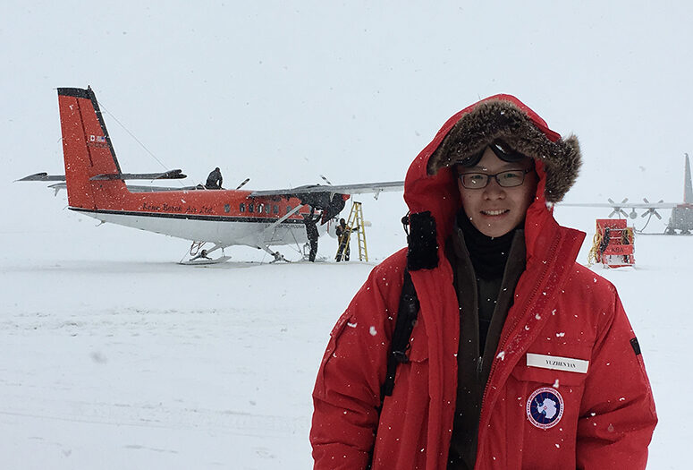Click to enlarge Yuzhen Yan in Antarctica in December 2015.