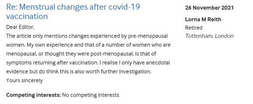 Menstrual changes after covid-19 vaccination
