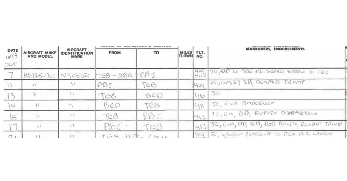 Click to enlarge epstein flight log trump