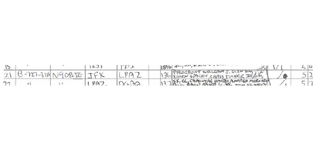 Click to enlarge clinton epstein flight log