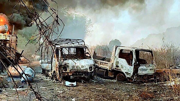 Torched vehicles