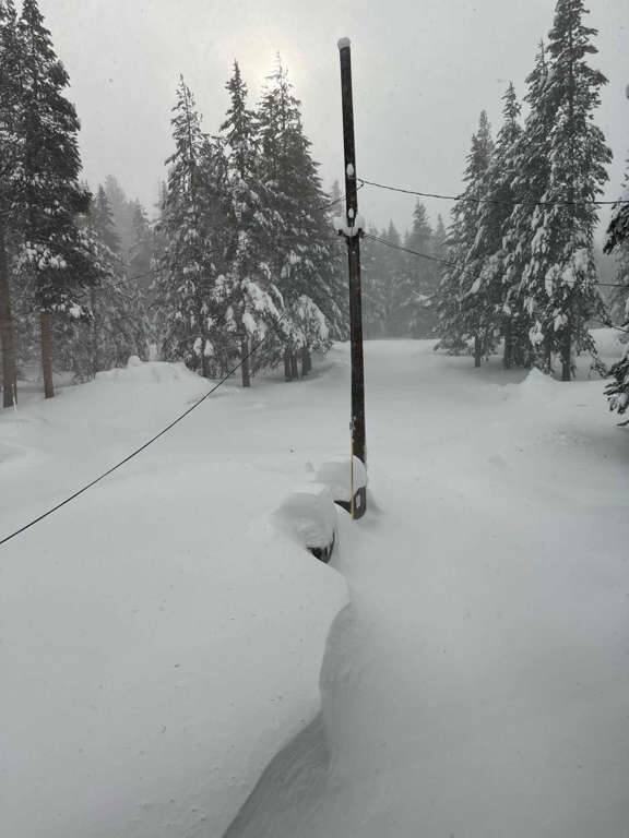 Snow piled up outside of Randa Hinton’s home in South Lake Tahoe.