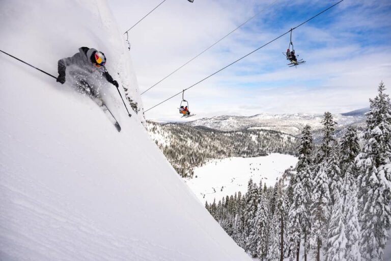 JT Holmes, letting them run in Palisades Tahoe after the storm cleared.