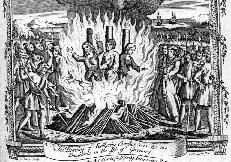 Click to enlarge woodcut witch burning middle ages