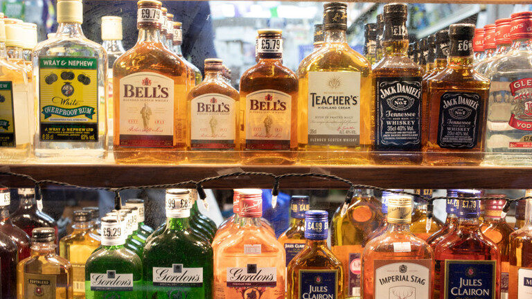 liquor store shelves