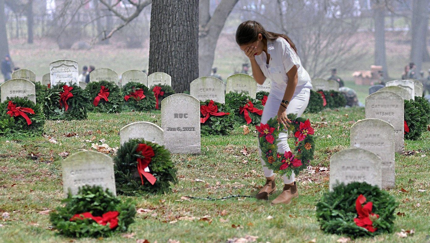 Click to enlarge ocasio cortes aoc wreath grave satire