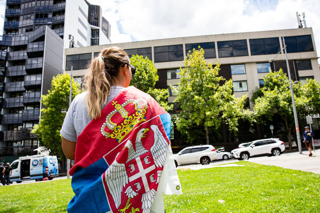 serbian flag australia djokovic detained vaccination covid
