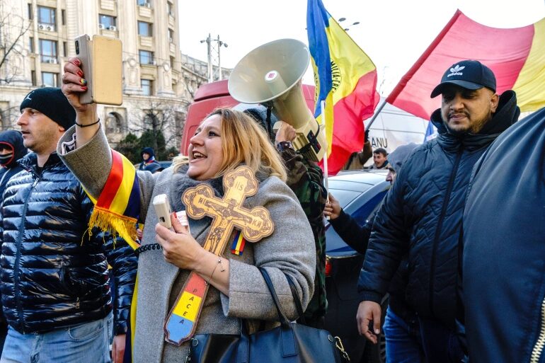 Click to enlarge Sosoaca romania covid protest