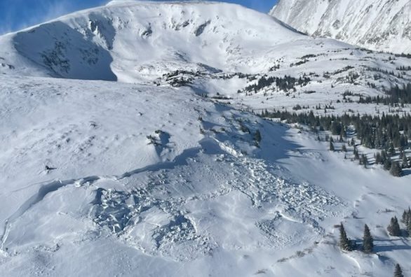 An avalanche that killed two people and a dog on Jan. 8, 2021, in Summit County near Hoosier Pass.