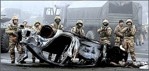 Troops burnt car