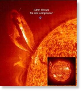 A solar eruption seen by the SOHO spacecraft on