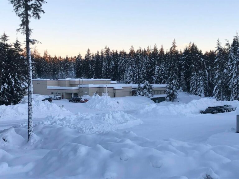 Click to enlarge The school building in Yakutat, which will be closed through January 14th due to dangerous snow accumulation