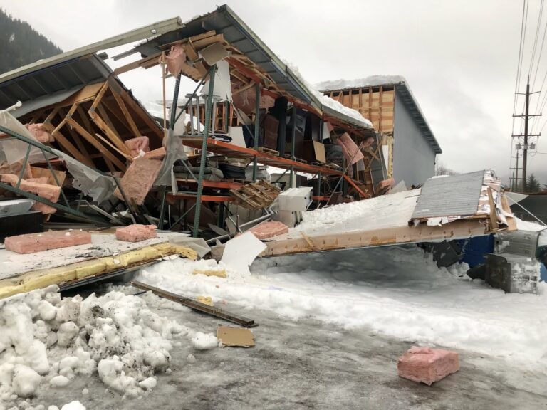Click to enlarge The roof at a commercial building in Lemon Creek collapsed Tuesday. No one was injured, officials said.