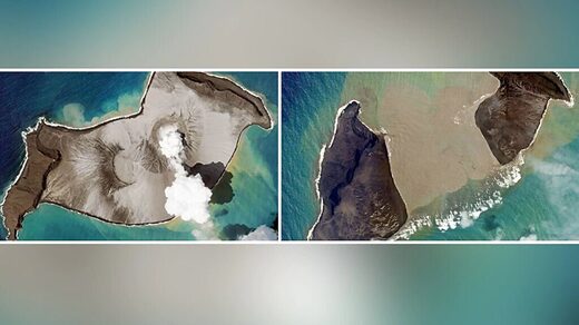 tonga volcano before after
