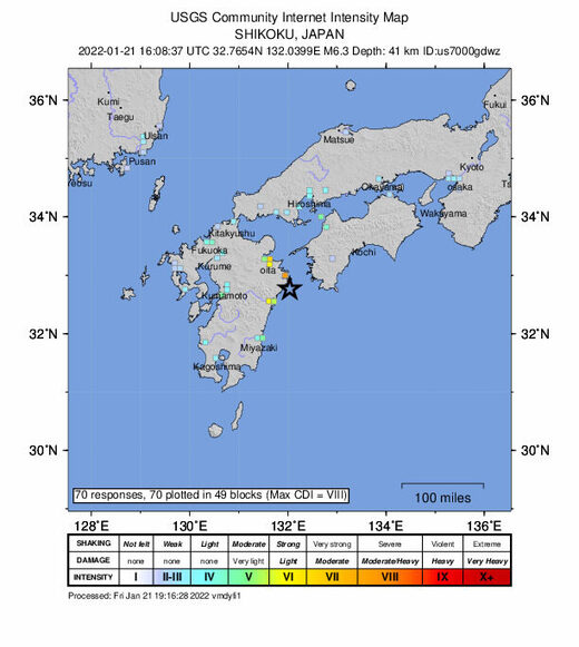 Magnitude 6.3 earthquake shakes Japan