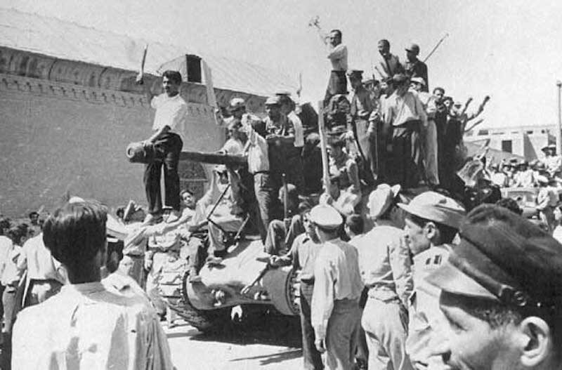 Tanks in the streets of Teheran, 1953.