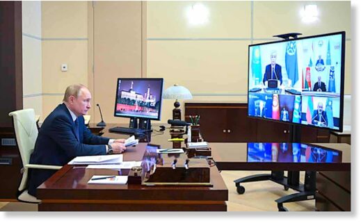 Putin speaking with other CSTO leaders, Jan. 10.
