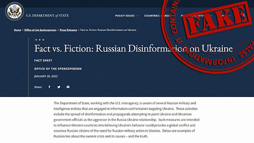 US Department Facts vs. Fiction: Russian Disinformation on Ukraine