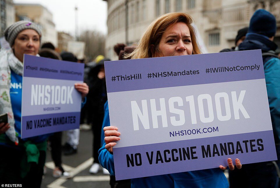 Click to enlarge NHS protest vaccine
