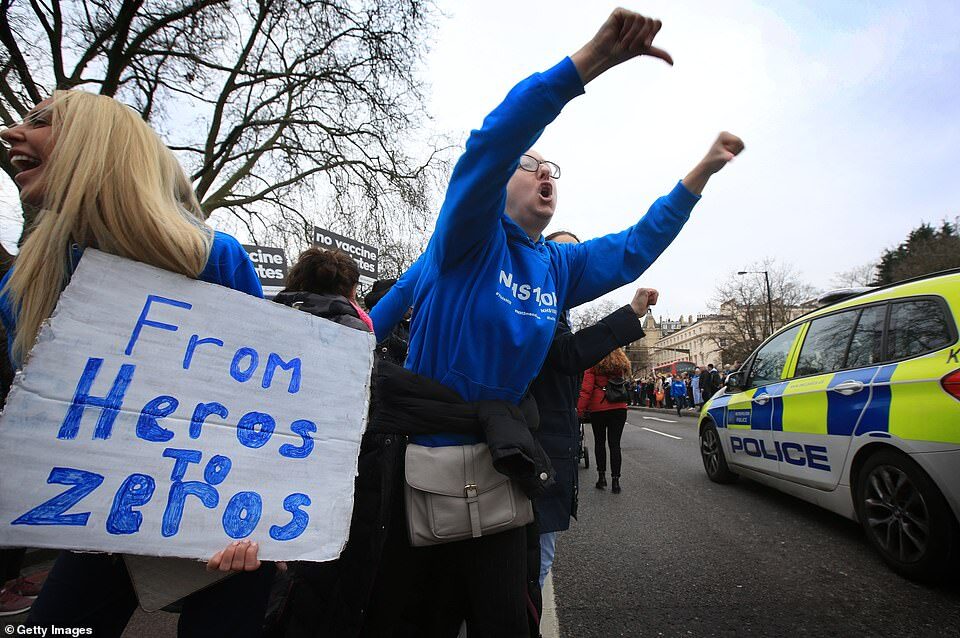 Click to enlarge NHS protest vaccine