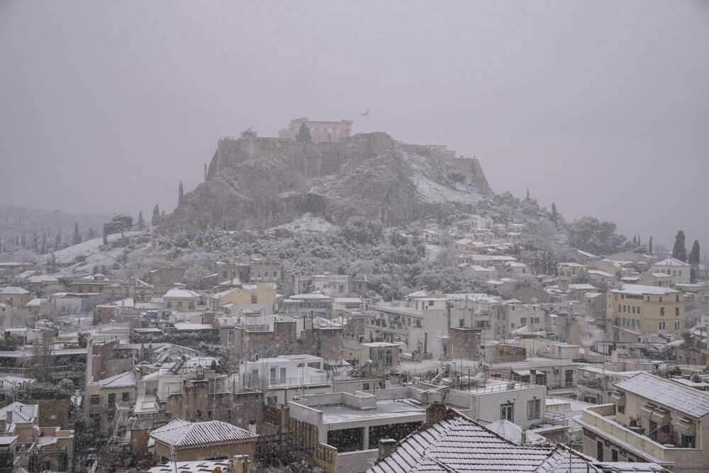 Click to enlarge Athens in Snow
