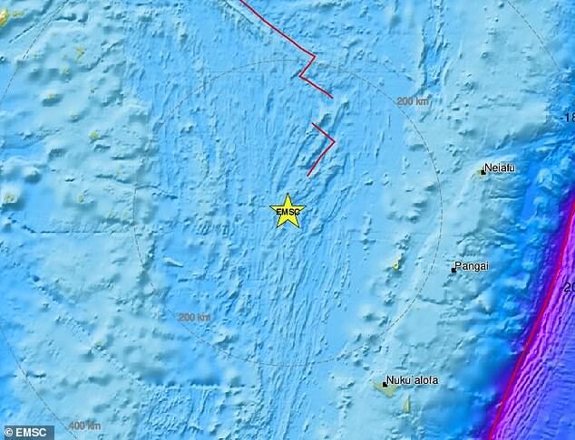 A magnitude 6.2 earthquake has struck an area of the Pacific Ocean located around 130 miles from the island of Lifuka, which forms part of Tonga