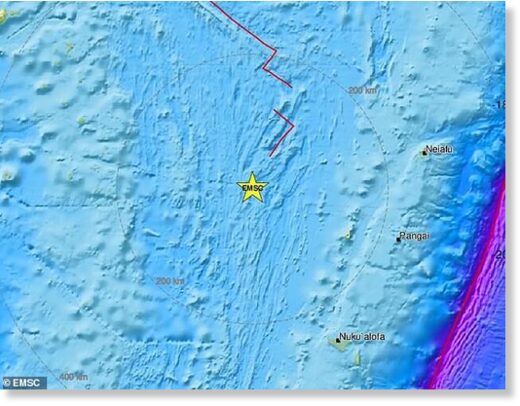 A magnitude 6.2 earthquake has struck an area of the Pacific Ocean located around 130 miles from the island of Lifuka, which forms part of Tonga