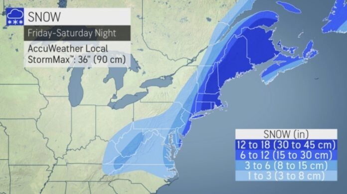 Click to enlarge snow bomb cyclone new england jan 2022
