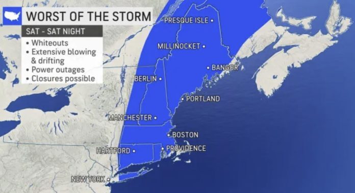 Click to enlarge new england snow fall predictions bomb cyclone jan 2022