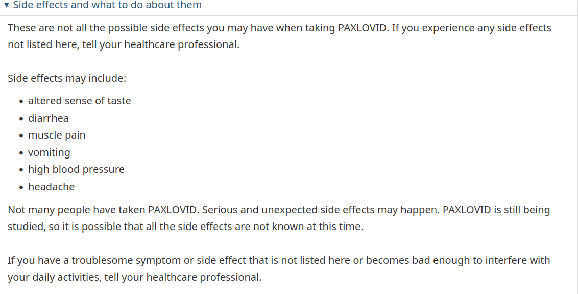 Click to enlarge Pfizer Pill Side effects
