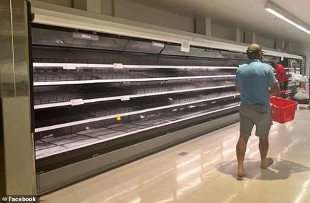 The empty meat section at Coles supermarket in Alice Springs after a flood blocked trucks and rail freight