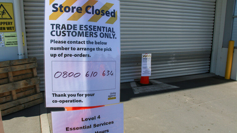 A closed shop during a lockdown in Auckland, New Zealand.